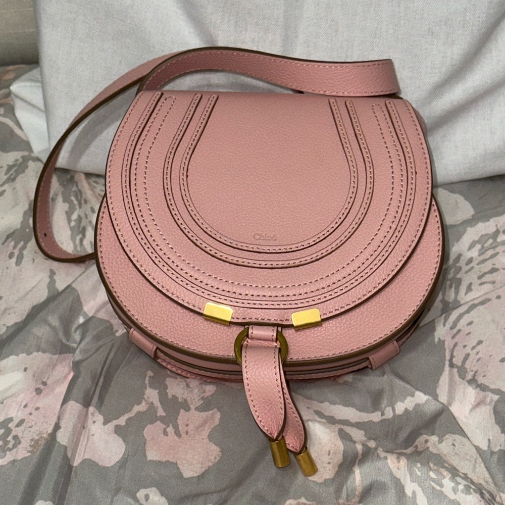 NWT Authentic Chloe Marcie Small Saddle Crossbody Shoulder Bag Blossom Pink